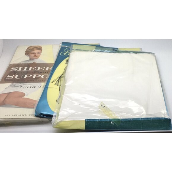 Vintage White Stockings Sheer Lycra Transparent Size 8 1/2 -9 Small Lot Of 3 - Picture 2 of 3